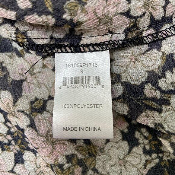 Tart Sheer Floral Boho Blouse Crochet Details Tassels Ruffle Collar Size Small - Picture 12 of 13